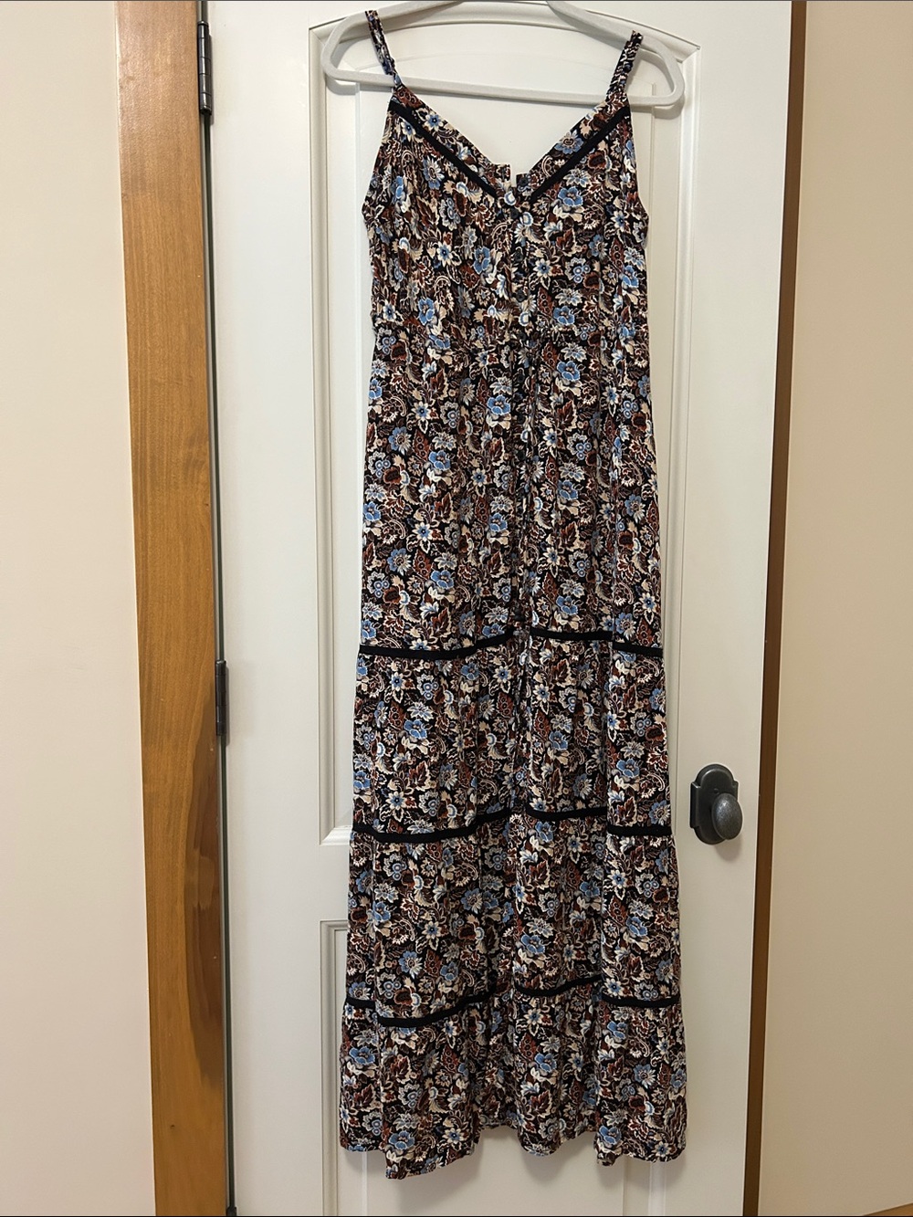 Idyllwind Brown and Blue Floral Tiered Maxi Dress Great for all Summer Events